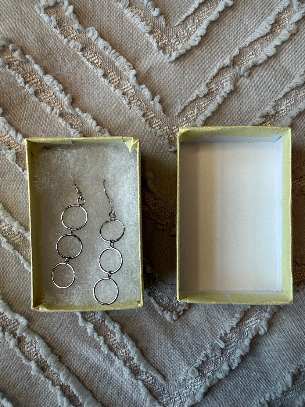 Silver Triple Circle Drop Earrings - Unbranded